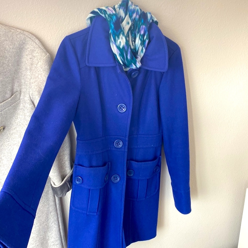Tulle pea coat cobalt blue size medium